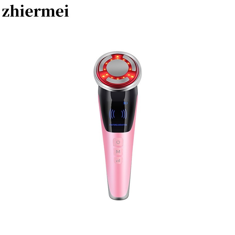 Uređaj za mikrostruju za lifting i učvršćivanje kože, zagrijavanje lica, vibracijski masaž i LED svjetlosna terapija za pomlađivanje kože; ugrađena baterija 800–1000 mAh, IPX6 vodootpornost