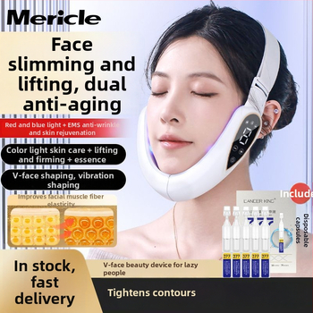 Näo vormimise seade EMS mikrovooluga, ultraheli ja värvilise valgusega, kaasaskantav, sisseehitatud 300–500 mAh aku