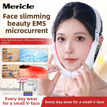 Näo vormimise seade EMS mikrovooluga, ultraheli ja värvilise valgusega, kaasaskantav, sisseehitatud 300–500 mAh aku