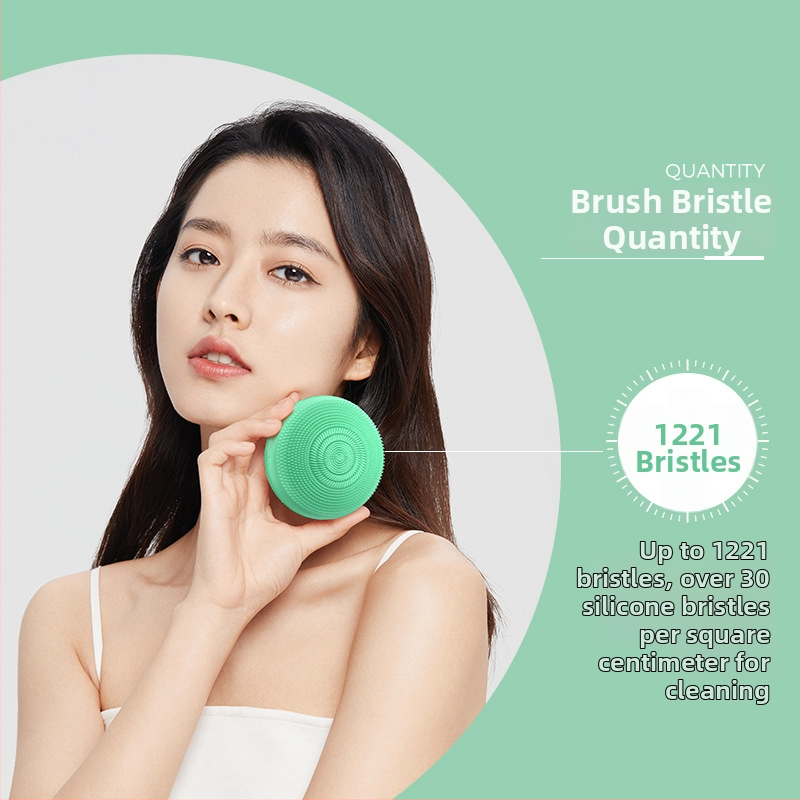 MOONSITI Електрическа силиконова четка за почистване на лицето с вибрация и затоплящ ефект, вградена батерия, 2 скорости