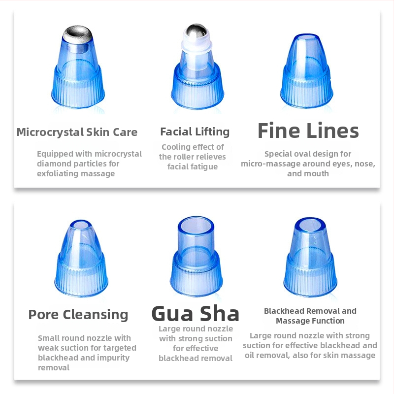 DYM002 Vakuuminis juodųjų taškų valiklis veidui — Porų valymas, Juodųjų taškų įsiurbimas, Spuogų ir negyvos odos šalinimas, 5 lygiai slėgio (55–65 kPa), CE ROSH FDA