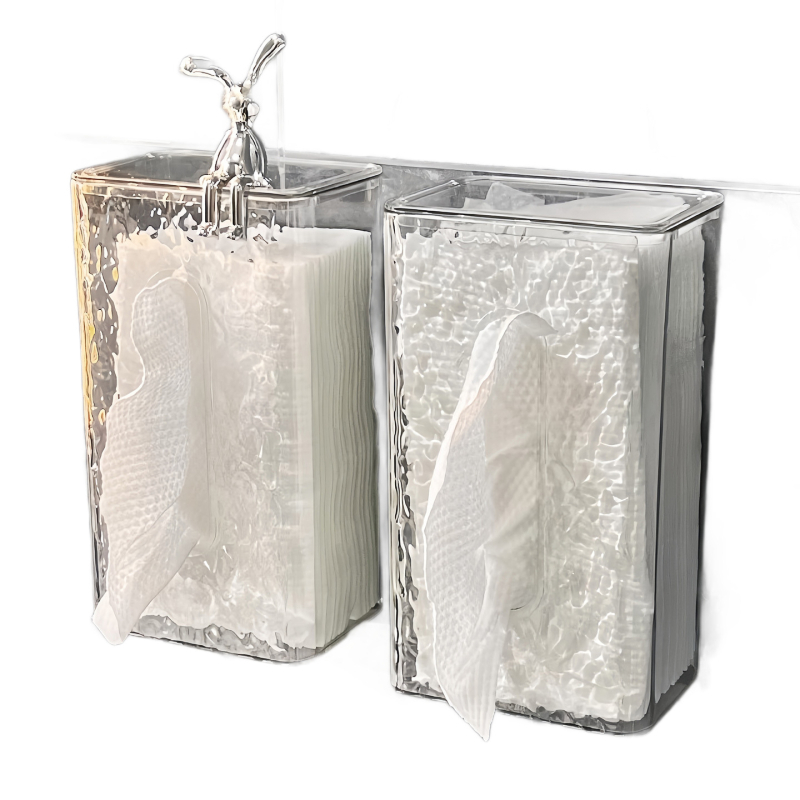 Cutie pentru șervețele montată pe perete, cu model glaciar, din plastic, pentru baie, stil lux lejer, multifuncțional