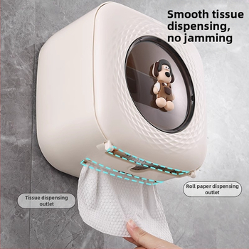 Sieninis plastikinis servetėlių dėklas vonios kambariui — atsparus vandeniui, daugiafunkcinis, su nuimamais popierinių servetėlių skyriumi