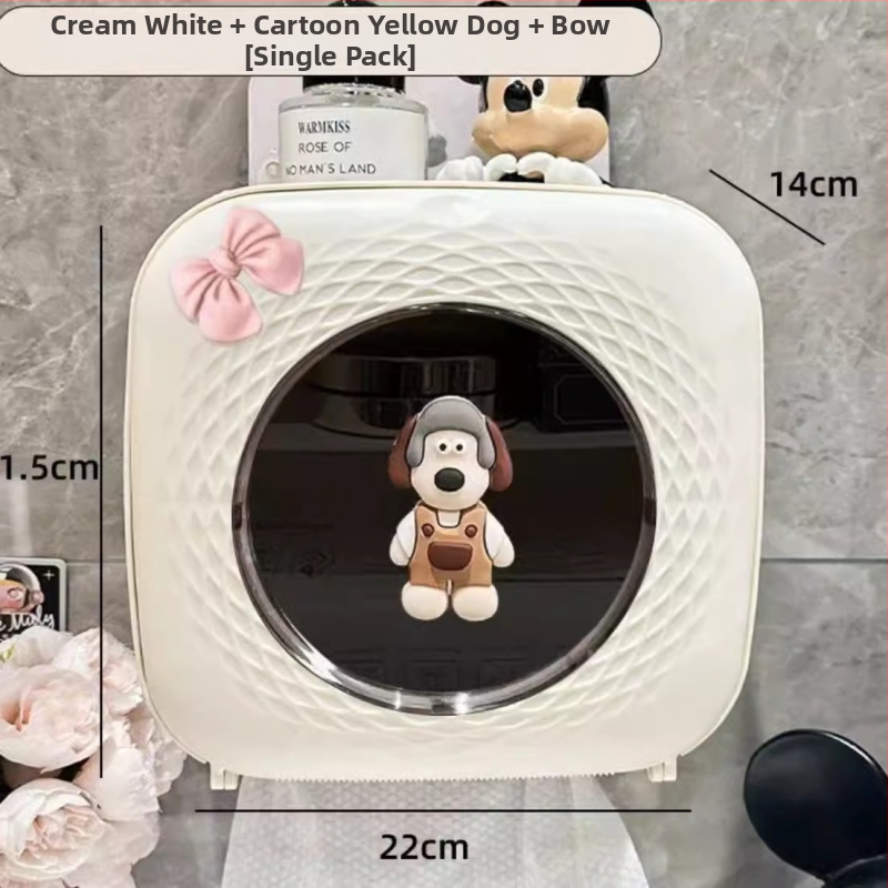 Sieninis plastikinis servetėlių dėklas vonios kambariui — atsparus vandeniui, daugiafunkcinis, su nuimamais popierinių servetėlių skyriumi