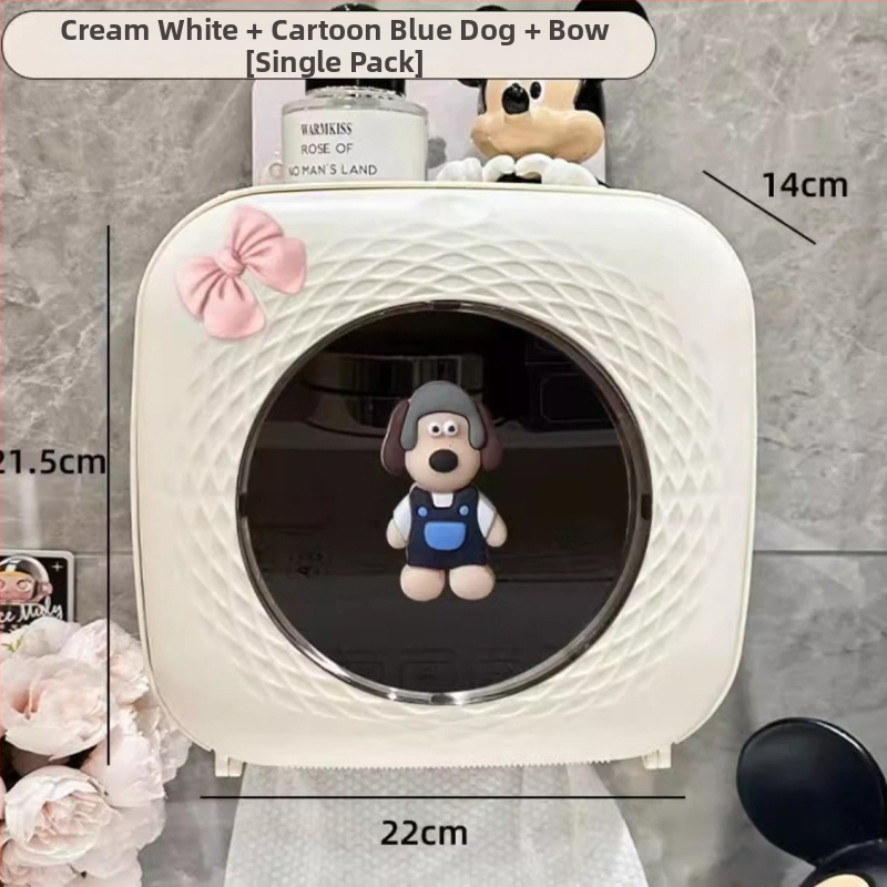 Sieninis plastikinis servetėlių dėklas vonios kambariui — atsparus vandeniui, daugiafunkcinis, su nuimamais popierinių servetėlių skyriumi