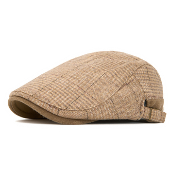 Ανδρικά καπέλα εξαγωγής, καπέλα μπέιζμπολ από καρό μάλλινο μαλλί για το φθινόπωρο και το χειμώνα, ζεστά μπερέ από φλις, καπέλα βρετανικού τύπου, λογοτεχνικά καπέλα