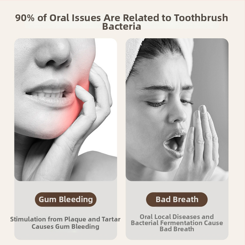 Смарт стерилизатор за четки за зъби, SH-12 модел, стенен монтаж без пробиване, USB захранване, интелигентно автоматично управление, дезинфекция с пурпурна светлина за 3-5 мин.