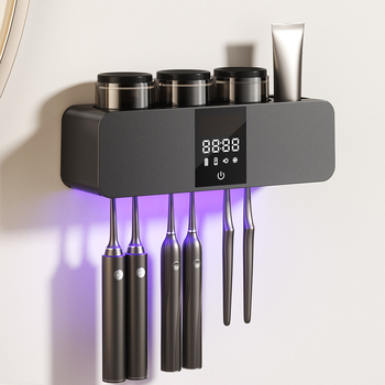 Стенно монтиран UV дезинфекционен стерилизатор за четки за зъби с въздушно сушене, управление с тъч екран, USB захранване, мощност до 10W (RA-613, Kindness)