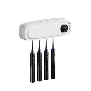 Интелигентен стерилизатор за четки за зъби YK-008 — UV-C дезинфекция и сушене с въздух, 3-мин цикъл, 5W, стенен монтаж без следи от лепило