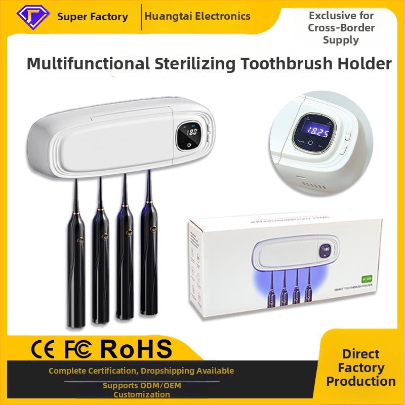 Išmanusis dantų šepetėlių sterilizatorius YK-008 su UV-C dezinfekcija ir oro džiovinimu, 5W, sieninis laikiklis be gręžimo, 3 minučių ciklas