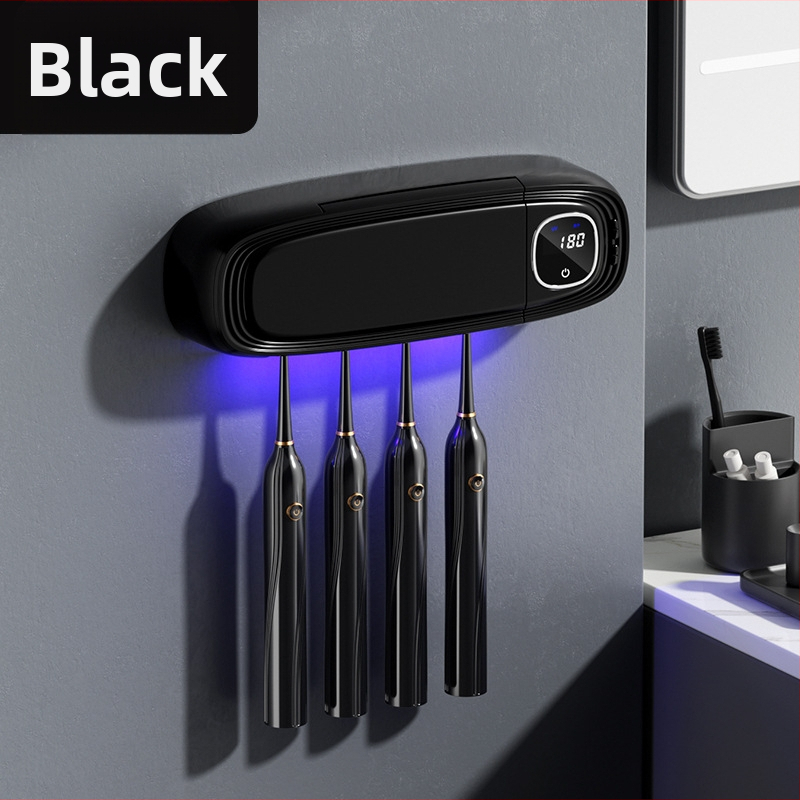 Интелигентен стерилизатор за четки за зъби YK-008 — UV-C дезинфекция и сушене с въздух, 3-мин цикъл, 5W, стенен монтаж без следи от лепило