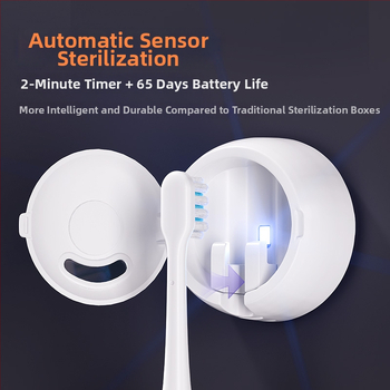 Dantų šepetėlių sterilizatorius, sieninis tvirtinimas, USB įkrovimas, UVC sterilizavimas, 2 minučių ciklas, ABS