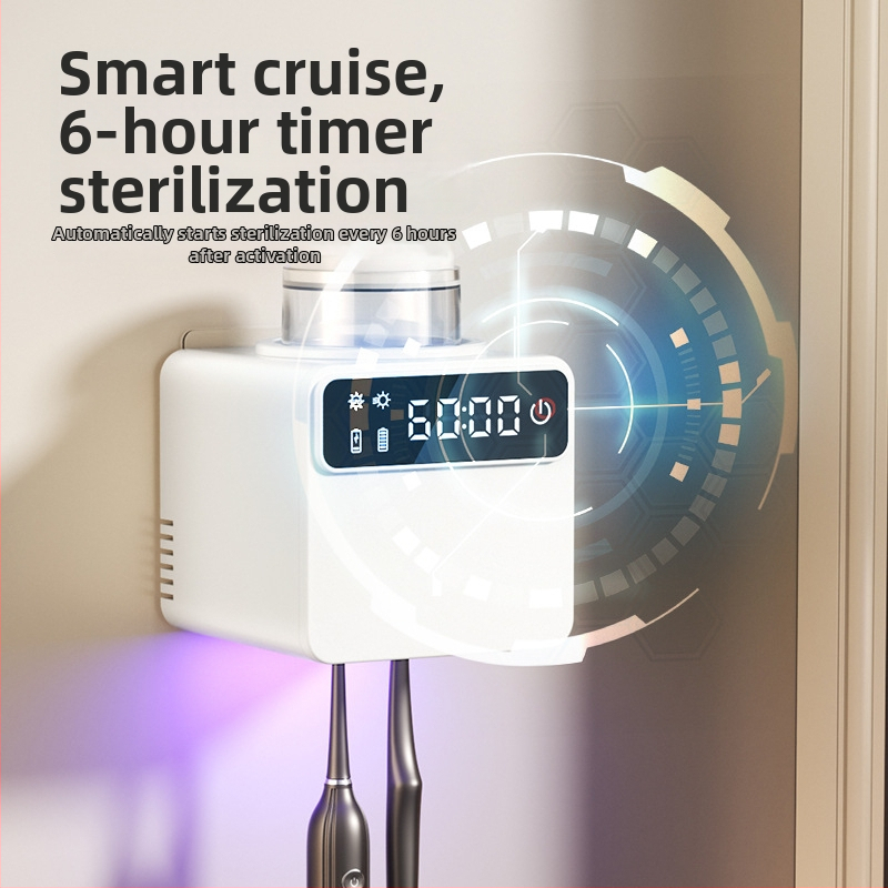 RA-616 Steriliseeriv hambaharja hoidik UV-desinfitseerimisega, USB toitega, puutetundlik juhtimine, kleeplindi abil paigaldus (ilma puurimata)