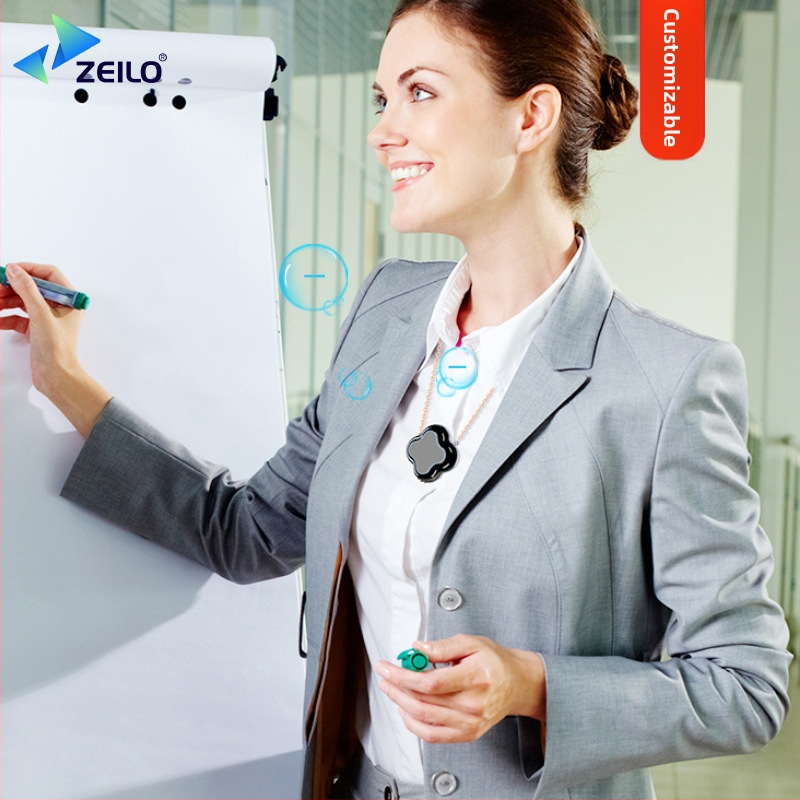 ZEILO Kaklo oro valytuvas su neigiamais jonais, pašalina žiedadulkes ir alergenus, oro srautas 50 m3/h, triukšmas < 36 dB, įkraunamas, tinkamas 10 m²