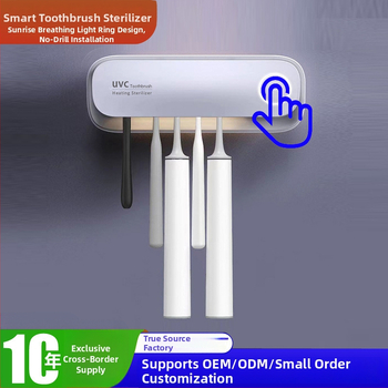 Sieninis dantų šepetėlių laikiklis su UV sterilizacija, infraraudonųjų spindulių jutikliu ir lietimui jautriu skydeliu, modelis JMK-M4, įmontuota įkraunama baterija