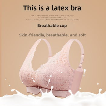 Nėrinių latekso liemenėlė be vielos, reguliuojamos petnešėlės, 3/4 puodelis, kvėpuojanti