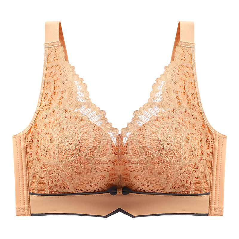 Nėrinių latekso liemenėlė be vielos, reguliuojamos petnešėlės, 3/4 puodelis, kvėpuojanti