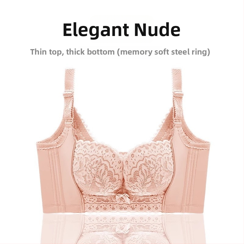 Nėrinių liemenėlė su 3/4 kuprais, formuojanti siluetą (viršus plonas, apačia storesnė), fiksuotos dvigubos peties dirželiai, nugaros penkių kabliukų užsegimas