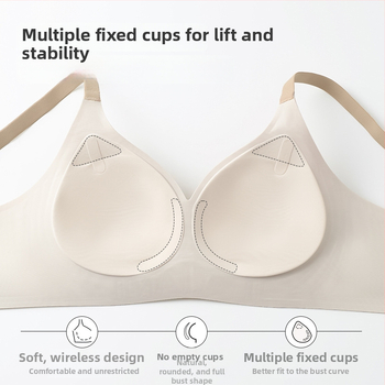 Push-Up bešuvė liemenėlė moterims, 3/4 taurė, plonos formuotos taurės, be vielos, kvėpuojanti, patogi