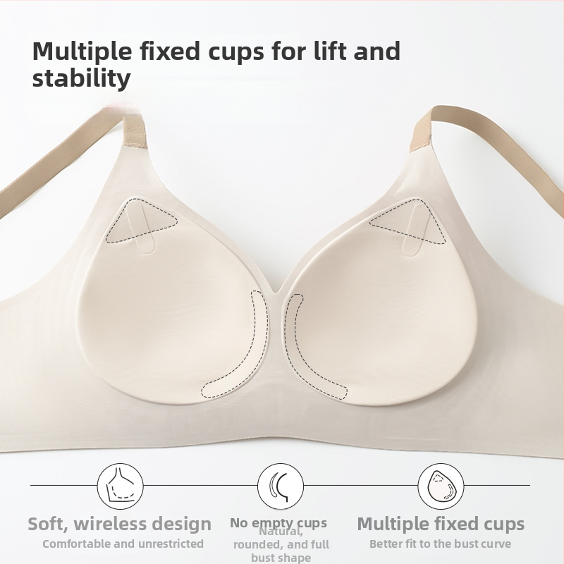 Push-Up bešuvė liemenėlė moterims, 3/4 taurė, plonos formuotos taurės, be vielos, kvėpuojanti, patogi