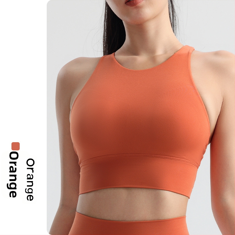 Sportinė liemenėlė jogos ir bėgimui, formuoti puodeliai su įmontuotais įdėklais, be plieno lankų, su fiksuotomis dvigubomis petnešomis