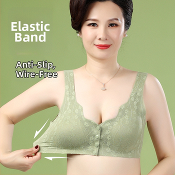 Belaidė liemenėlė su priekinio užsegimo ir nėriniais, liemenėlės stiliaus vest, 3/4 kaušelis, vidutinio formavimo, nailono audinys