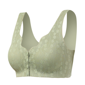 Belaidė liemenėlė su priekinio užsegimo ir nėriniais, liemenėlės stiliaus vest, 3/4 kaušelis, vidutinio formavimo, nailono audinys