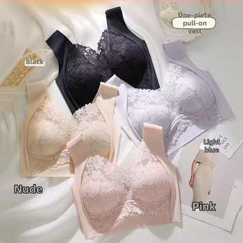 Nėriniu bešiu liemenėlė, nugaros vest stiliuje, be vielos, parama ir nugaros formavimas