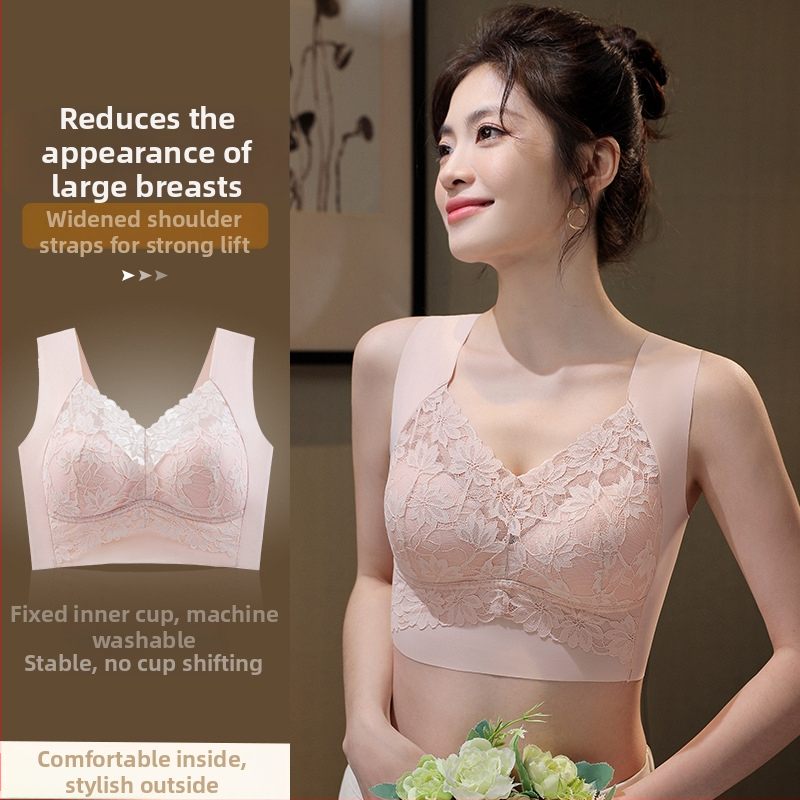 Nėriniu bešiu liemenėlė, nugaros vest stiliuje, be vielos, parama ir nugaros formavimas