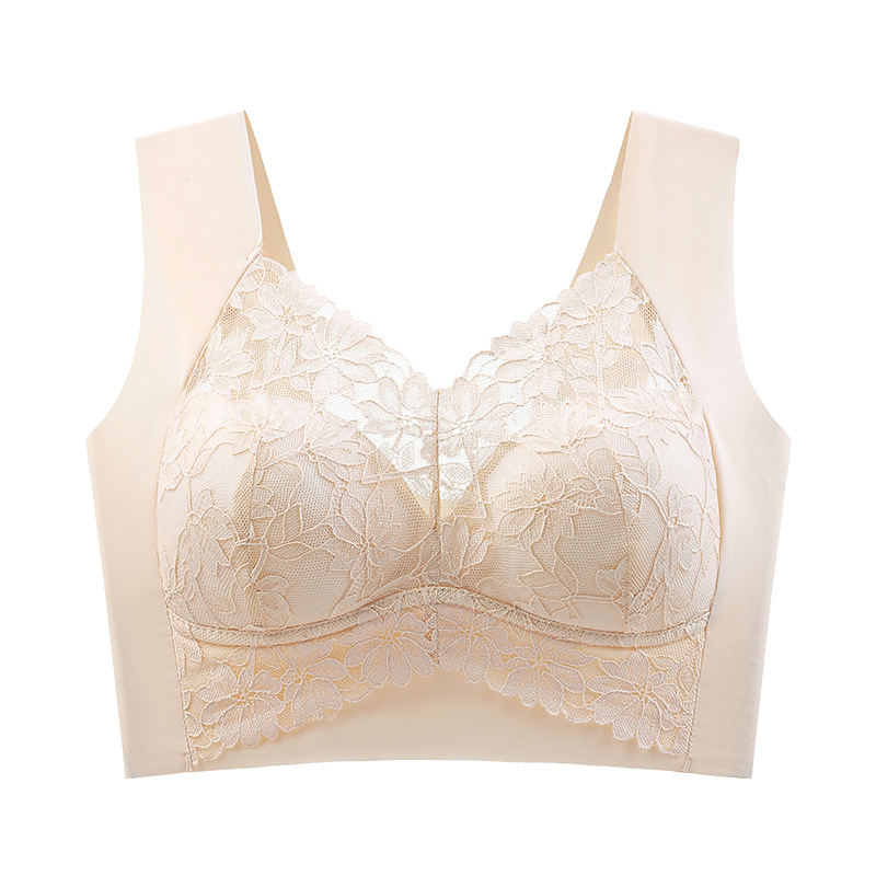 Nėriniu bešiu liemenėlė, nugaros vest stiliuje, be vielos, parama ir nugaros formavimas