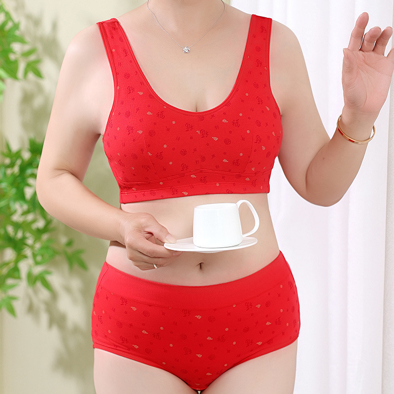 Dva komada ženske donje rublje: grudnjak s prednjim kopčanjem, bez metalnih prstenova, pune košarice, fiksni dvostruki kaiševi, pamuk mješavine.