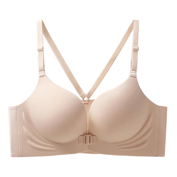 Gilus V bešlūpinė liemenėlė su priekinio užsegimo sagtimi, moterims, 3/4 taurė, nailonas su spandekso įdėklu