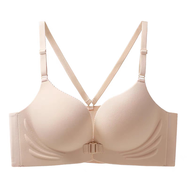 Gilus V bešlūpinė liemenėlė su priekinio užsegimo sagtimi, moterims, 3/4 taurė, nailonas su spandekso įdėklu