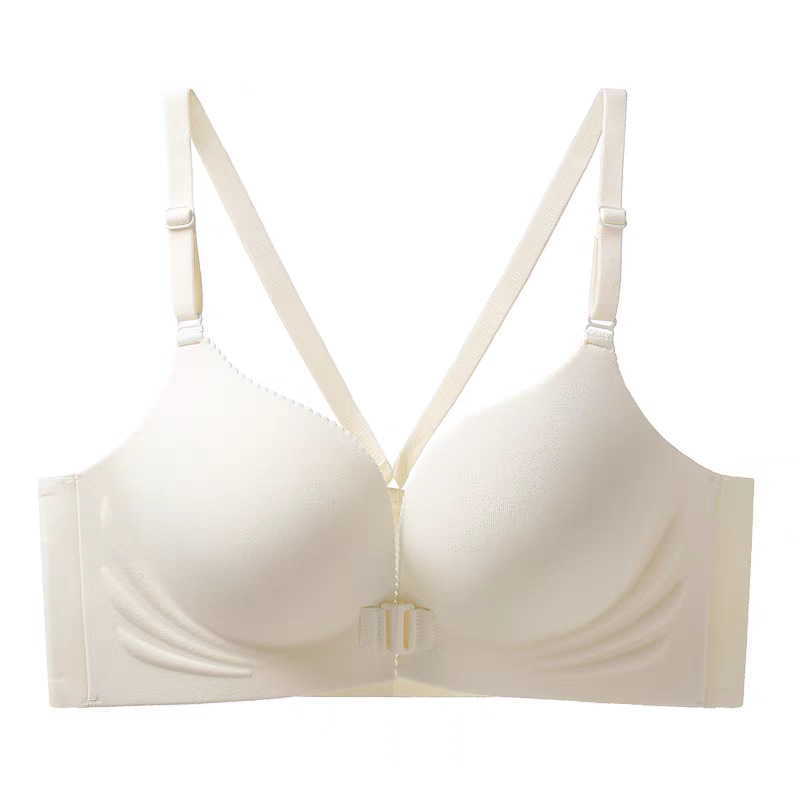 Gilus V bešlūpinė liemenėlė su priekinio užsegimo sagtimi, moterims, 3/4 taurė, nailonas su spandekso įdėklu