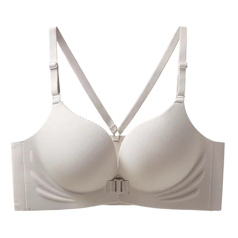 Gilus V bešlūpinė liemenėlė su priekinio užsegimo sagtimi, moterims, 3/4 taurė, nailonas su spandekso įdėklu