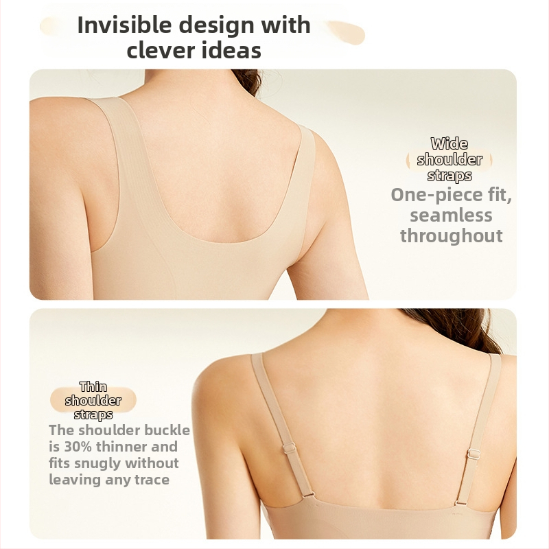 Neviditeľná bezšvová podprsenka pre malé prsia — push-up, proti ochabnutiu, tvarovanie bočných prsníkov, 3/4 košík, bez kovových výstuh, pevné dvojité ramienka