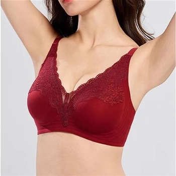 Čipkasti grudnjak bez žice s tankim oblikovanim košaricama, fiksne naramenice, stražnje kopčanje s četiri reda kopči