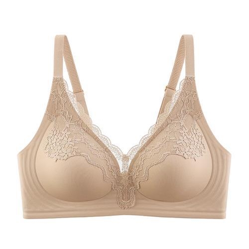 Čipkasti grudnjak bez žice s tankim oblikovanim košaricama, fiksne naramenice, stražnje kopčanje s četiri reda kopči