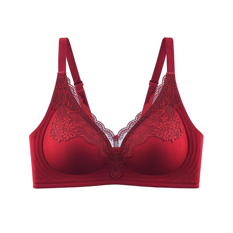 Čipkasti grudnjak bez žice s tankim oblikovanim košaricama, fiksne naramenice, stražnje kopčanje s četiri reda kopči