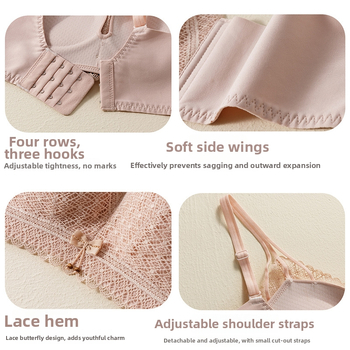 Nėrinių push-up liemenėlė, 3/4 taurė, pagrindinis audinys – nailonas, pamušalas – spandeks 22%, fiksuotos dvigubos petnešėlės, užpakalinė trijų eilių sagtis