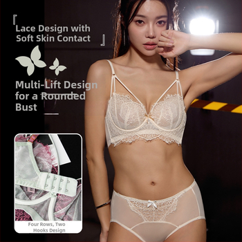 Augstas kvalitātes franču stila krūšturis ar kristāla kausiem, 3/4 kauss, ultra plāns veidots kauss, elpojošs, regulējams atbalsts