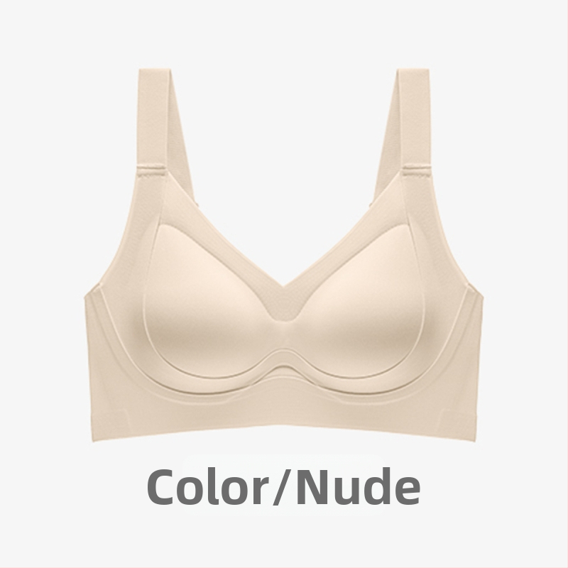 Bezšvová dámska podprsenka bez kovových kostic, nastaviteľná, zvyšuje a zhromažďuje poprsie, tenká tvarovaná miska, plná miska, nylonová látka, pevné dvojité ramienka, zadné zapínanie so štyrmi riadkami