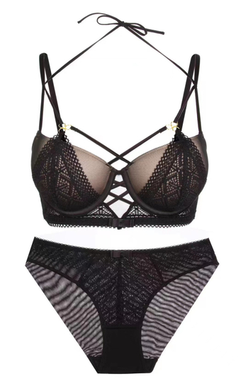 Čipkasti set grudnjaka, košarica 3/4, push-up oblik, fiksne dvostruke naramenice, stražnje zatvaranje s tri reda kukica, skupljanje/podešavanje