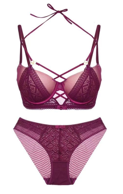 Čipkasti set grudnjaka, košarica 3/4, push-up oblik, fiksne dvostruke naramenice, stražnje zatvaranje s tri reda kukica, skupljanje/podešavanje