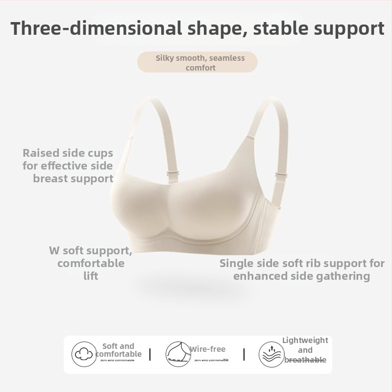Bešivni grudnjak za male grudi, bez metalnih dijelova, skupljački efekt, 3/4 košarice, oblikovane košarice, fiksne dvostruke naramenice, stražnje kopčanje s tri reda kukica