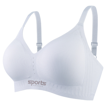 Sportinis liemenė be siūlių, švelni atrama, plonos formuotos kaušeliai, nailono audinys, fiksuotos dvigubos petnešos