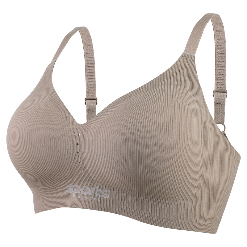 Sportinis liemenė be siūlių, švelni atrama, plonos formuotos kaušeliai, nailono audinys, fiksuotos dvigubos petnešos