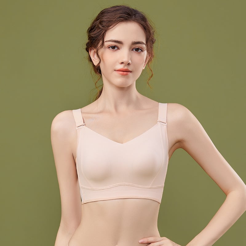 Nesruogtos sportinės liemenėlės su šonine parama, belaidis dizainas, nuimamos dvigubos petnešėlės, užpakalinis užsegimas su keturiais užrakinimais.