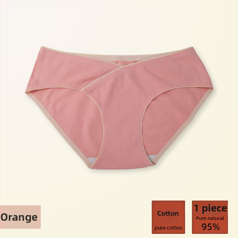 Rasedate naise puuvillased aluspüksid teisele ja kolmandale trimestrile, madala talje ja V-kujuline kõhu toetus, hingav puuvill