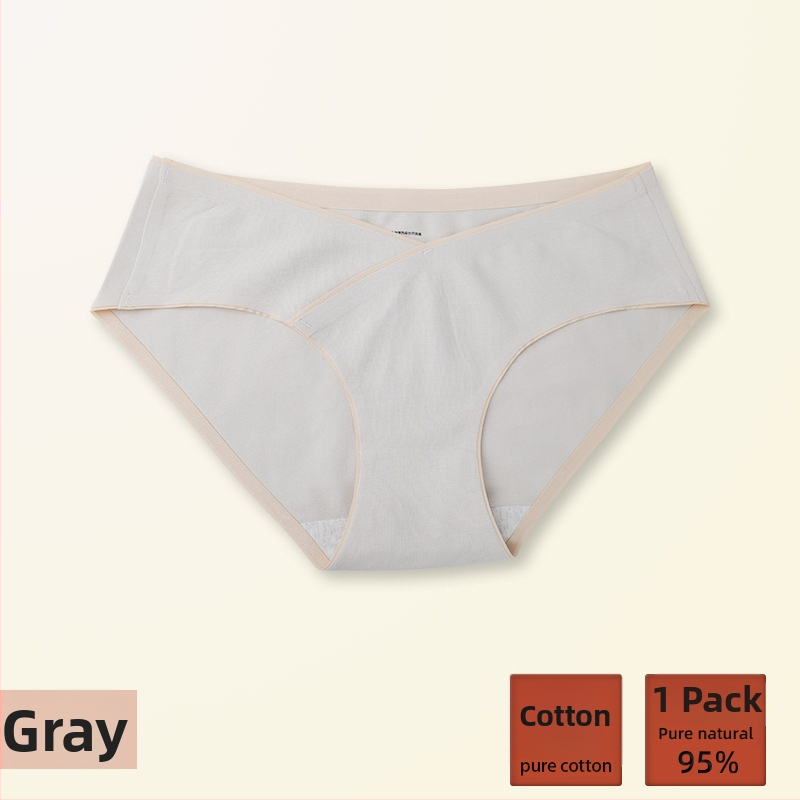 Rasedate naise puuvillased aluspüksid teisele ja kolmandale trimestrile, madala talje ja V-kujuline kõhu toetus, hingav puuvill